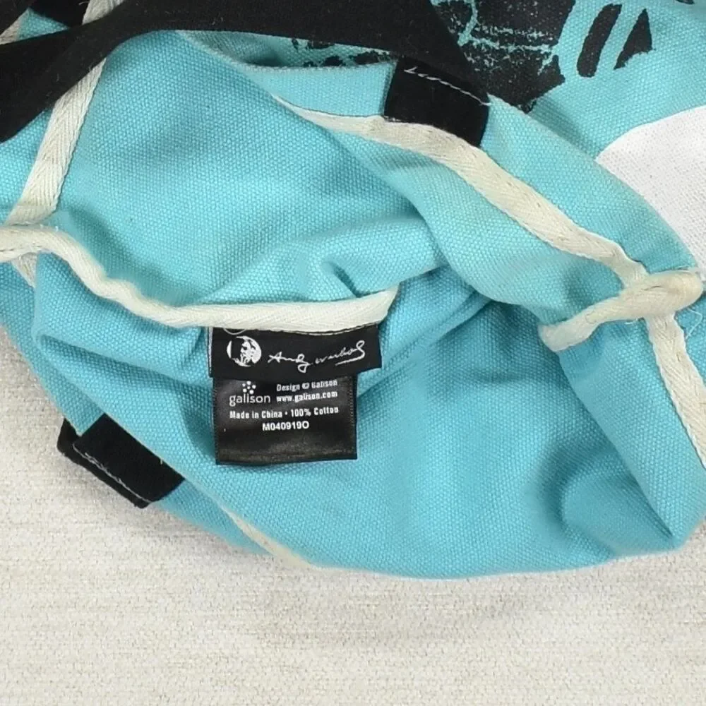 Andy Warhol Flowers Canvas Tote Bag Aqua Teal Blue Art Is What You Can Get Away